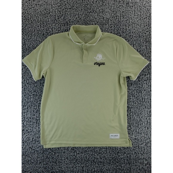 Nike Campus Oregon Ducks Polo Shirt Mens L Pea Green Dri Fit Short Sleeve DH3337